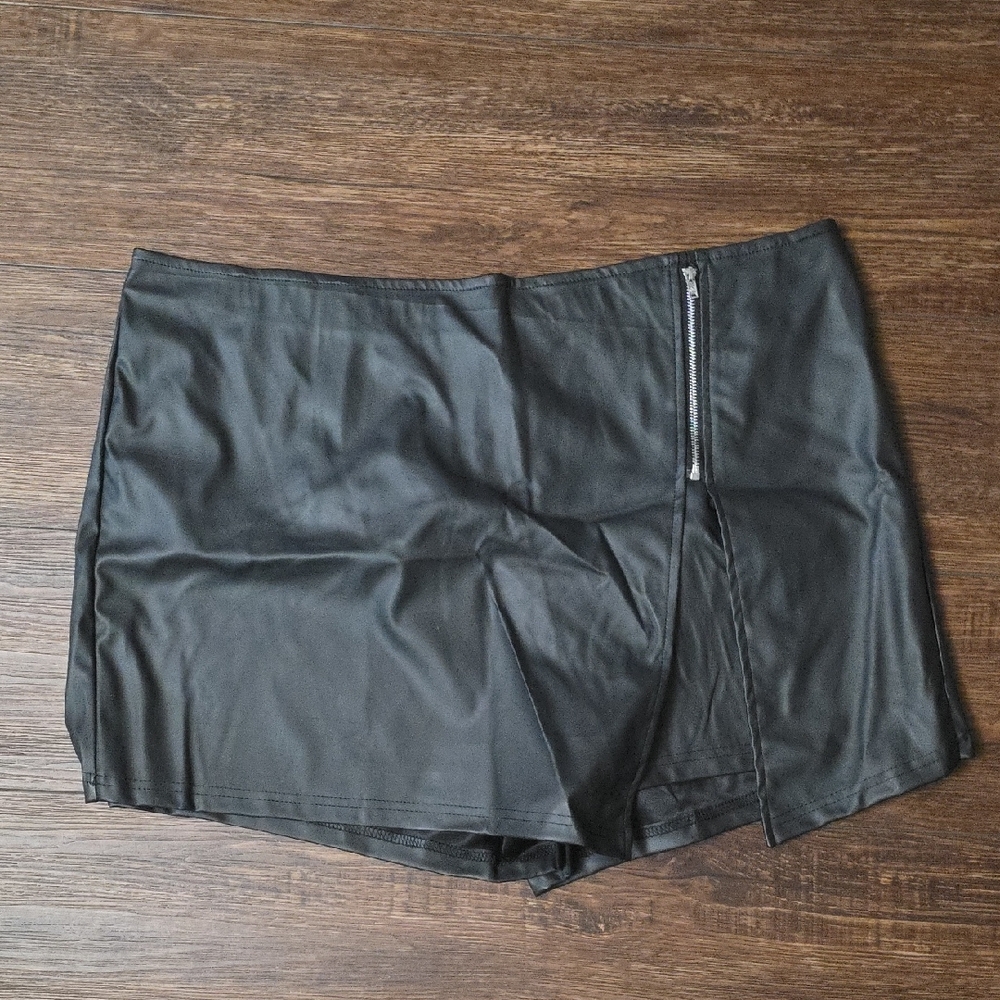 Black Faux Leather Mini Skirt